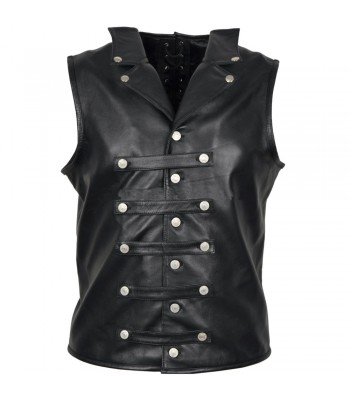 Men Leather Vest Steampunk Steel Boned Waistcoat Victorian Vest 